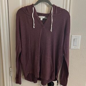 Market & Spruce V-Neck Hoodie Sweater in Purple
